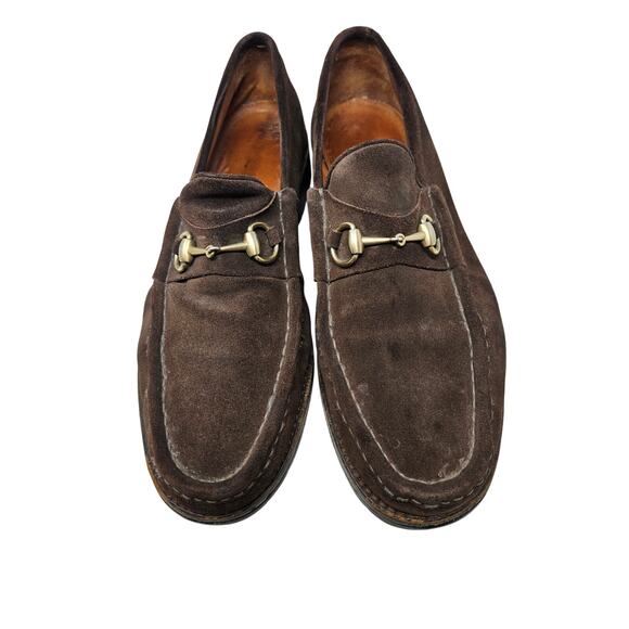 Vintage Gucci 13 Dark Brown Lug Horsebit Suede Loafer Career Classic Academia - Picture 5 of 6